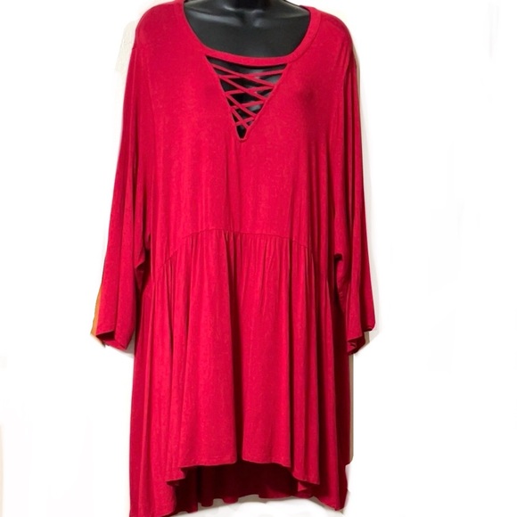 🌟SALE🌟🌺TORRID SUPER SOFT KNITS Choker Criss Cross Front Babydoll Top🌺 - Picture 2 of 16